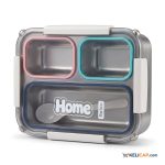 Lunch Box Bento Inox "Home" — 3 compartiments colorés avec cuillère | Kelicap.com