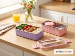Lunch Box Bento 2 étages "Funny Unicorn" — Acier inoxydable avec poignée – Image 2