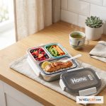 Lunch Box Bento Inox "Home" — 3 compartiments colorés avec cuillère | Kelicap.com – Image 2