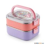 Lunch Box Bento 2 étages "Funny Unicorn" — Acier inoxydable avec poignée