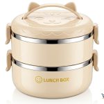 Lunch Box Isotherme "Tête de Chat" 2 Étages Inox — 2000ml | Kelicap.com
