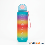 Gourde Motivante Rainbow 1L — Paille intégrée & repères horaires | Kelicap.com