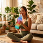 Gourde Motivante Rainbow 1L — Paille intégrée & repères horaires | Kelicap.com – Image 2