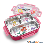Lunch Box Sirène Happy Fun — Bento inox rose 3 cases | Kelicap.com