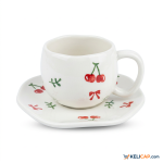 Tasse Café Cerises & Rubans — Charme rétro | Kelicap.com